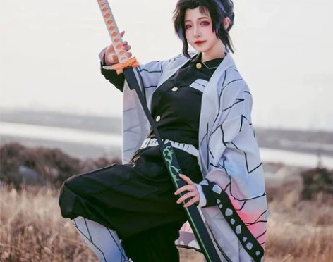 鬼灭之刃蝴蝶忍cos服虫柱 L码有假发和蝴...