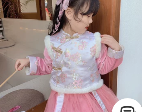 奶油KIDS女童汉服冬季新款加厚儿童过年装...