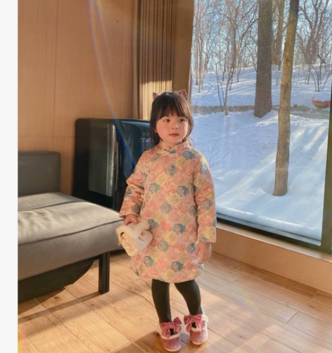 奶油kids女童汉服新款秋冬加厚儿童过年装...