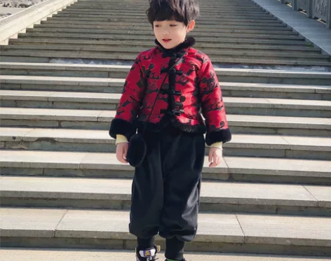 拜年服宝宝男童中国风汉服棉衣儿童红色唐装套...