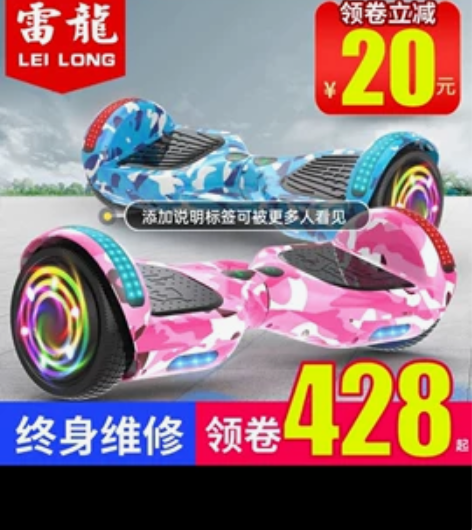 雷龙 电动平衡车/电动卡丁车 涂鸦款 男孩...
