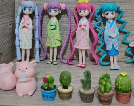 全新和风少女生日摆件蛋糕烘培装饰公仔动漫少...