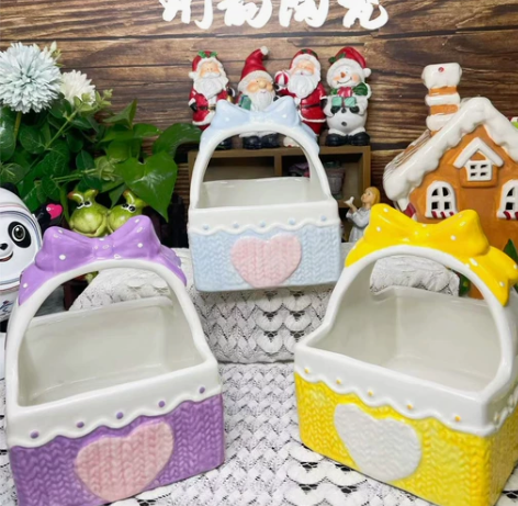 可爱蝴蝶结爱心小熊提篮陶瓷厕所浴盆38.8...