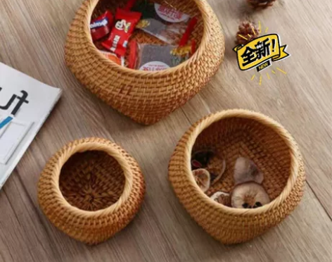 越南藤编天圆地方围棋篓可放在客厅卧室桌面都...