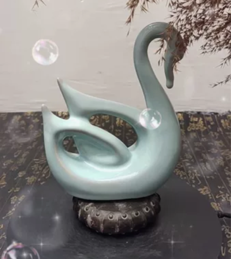 钧瓷小天鹅!神后钧瓷!家居客厅书房风水装饰...