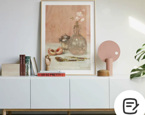 简约美式餐厅装饰画复古花瓶粉色轻奢玄关卧室...