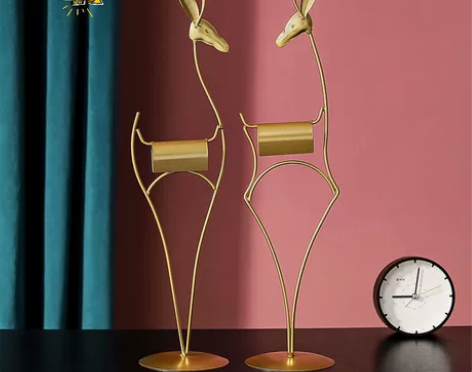 创意金属鹿家居客厅酒柜装饰品 电视柜桌面摆...