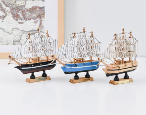 北欧ins创意带灯帆船工艺品摆件装饰品毕业...