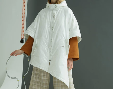 【3折瑕疵专区】  宽松不规则下摆开叉棉衣...