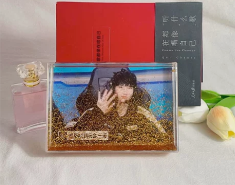 亚克力流沙麻将相框定制6寸创意桌面摆件生日...