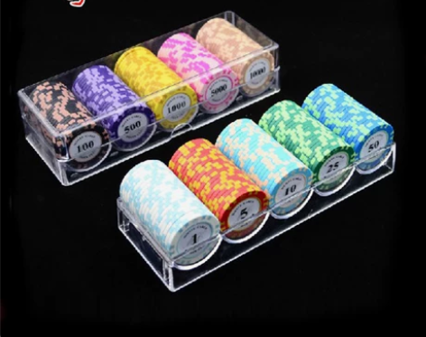 100片皇冠筹码套装 带亚克力筹码架  德...