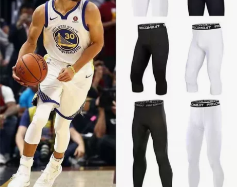 篮球七分紧身裤运动装备五分裤训练健身九分白...