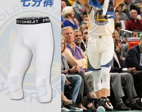 篮球紧身七分裤护膝一体装备男蜂窝防撞带护腿...