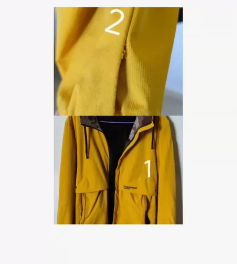 图1:美特华菲带绒连帽外套（图2为袖口瑕疵...