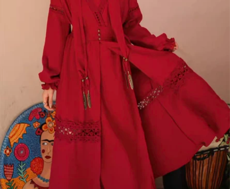 沙漠红裙带披肩，旅行出片率超高！后面有全身...