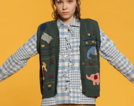 TYAKASHA塔卡沙动物系列女款绿色毛线...