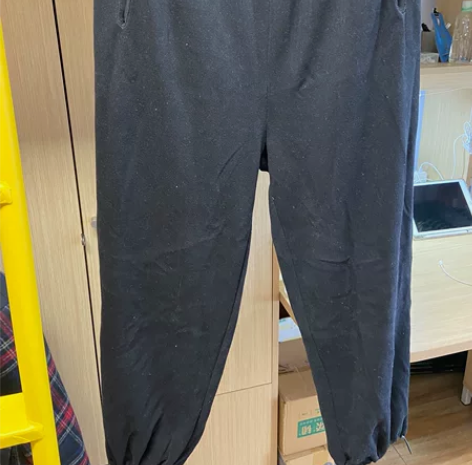 tom潮黑色运动裤女裤子高腰束脚宽松直筒裤...