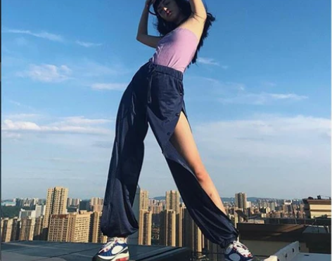 欧美风 网红博主超爱得运动休闲长裤松紧腰侧...