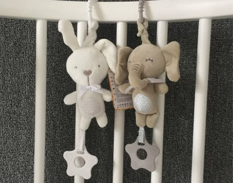 婴儿车风铃吊挂玩具新款长耳小兔灰象宝宝床挂...