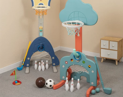 儿童室内可升降篮球架宝宝投篮框足球门二合一...