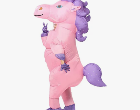 抖音天马粉色独角兽充气衣服装小马宝莉万圣节...