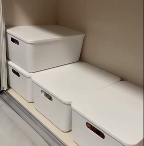 【促销包邮 处理尾货】白色收纳盒带盖子日式...