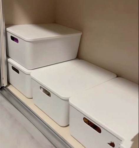 【十元两个】白色收纳盒带盖子日式白色收纳箱...