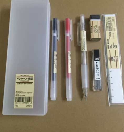 全新 无印良品2支拔盖笔（1黑1红）+大笔...