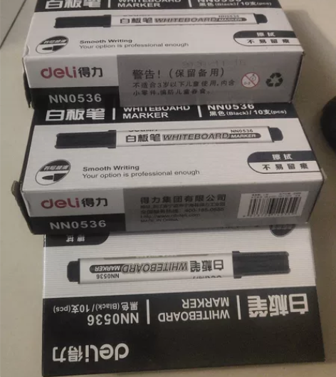 得力白板笔黑色黑板笔水性可擦大容量彩色画画...