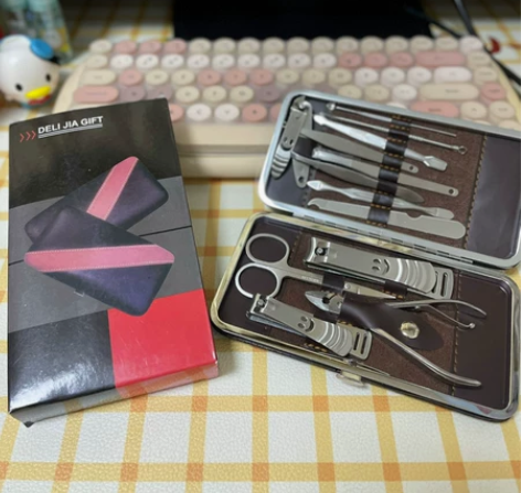 不锈钢指甲钳套装盒美甲美容指甲刀美甲13件...