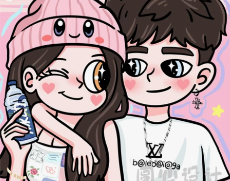 星蝶公主手绘头像定制画像q版情侣漫画卡通形...