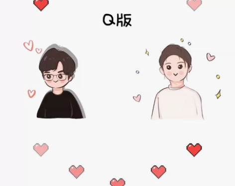 q版手绘头像卡通人物形象动漫设计情侣漫画真...