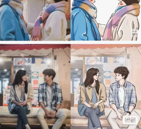 简笔画豆豆眼手绘头像，ins风定制情侣头像...