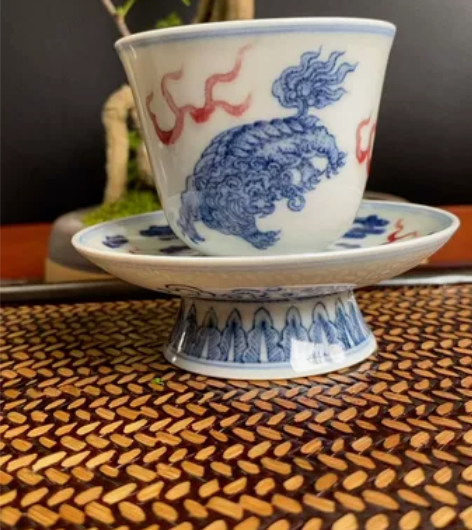 樂窑  留纯陽  事事如意花神杯套组 柴窑...