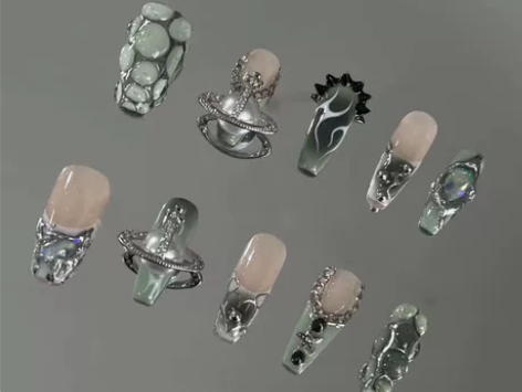 辣妹y2k纯手工定制手绘穿戴美甲 layc...