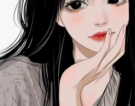 手绘头像韩系黑瞳风甜酷风私人定制设计真人照...