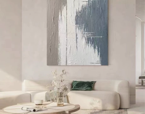 纯手绘油画现代简约迷雾踪影抽象画客厅背景墙...