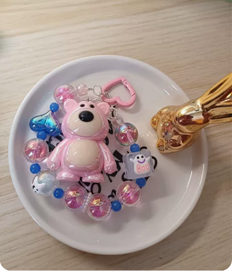 【手绘珠diy挂链】粉色 ins风小清新，...