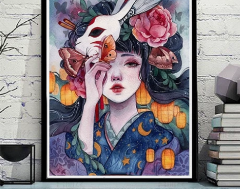 【diy数字油画】定制卧室花宴少女大幅填色...