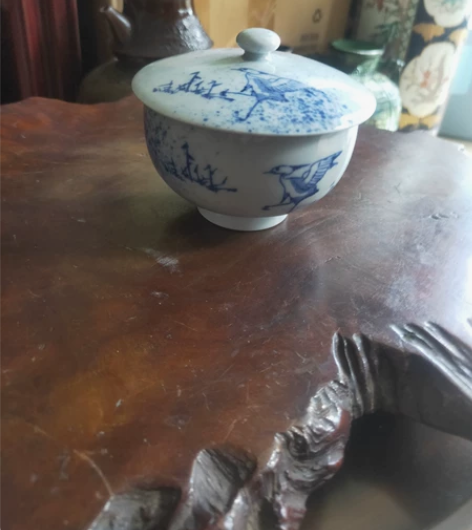 日本回流青花手绘，尺寸:口径8.6，高7....