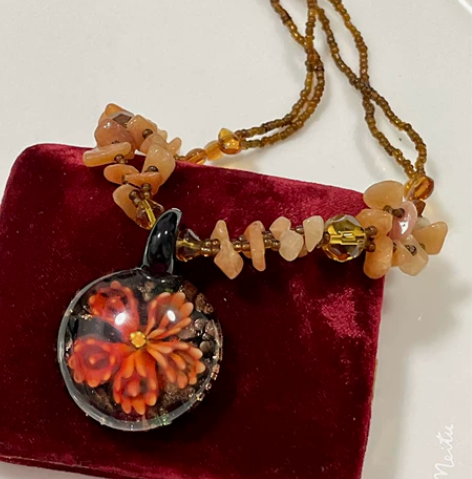 Vintage项链 琉璃和天然石完美结合 ...