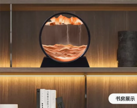 创意3D时光沙漏圆形流沙画桌面装饰品摆件男...