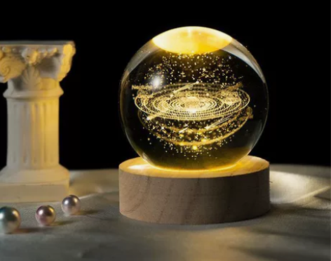 发光水晶球桌面摆件创意小夜灯生日礼物送男生...