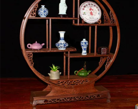 实木中式小博古架古董茶壶架鸡翅木现代简约展...