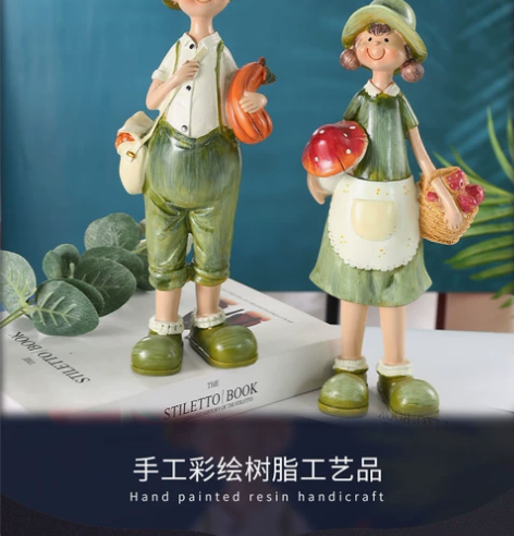 创意古典风情人节礼物乡村小孩摆件树脂工艺品...