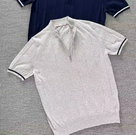 意大利BC男士商务休闲竖条罗纹针织马球衫 ...