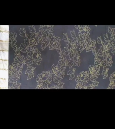 黑底描金手绘香云纱布料一块 门幅105 长...