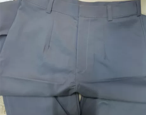 服装设计工艺作业，女西裤。灰蓝色西裤面料，...