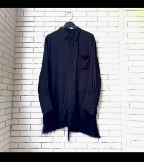 Sulvam 19ss 不对称天丝毛边衬衫...