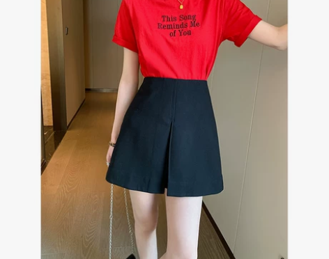 女年短款黑色赫本风新款2023高腰半身裙显...